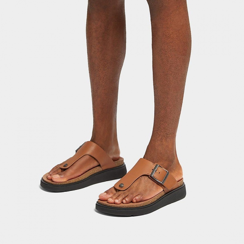 Men's Fitflop Gen-Ff Toe Thongs Brown | CA-6412935-DP