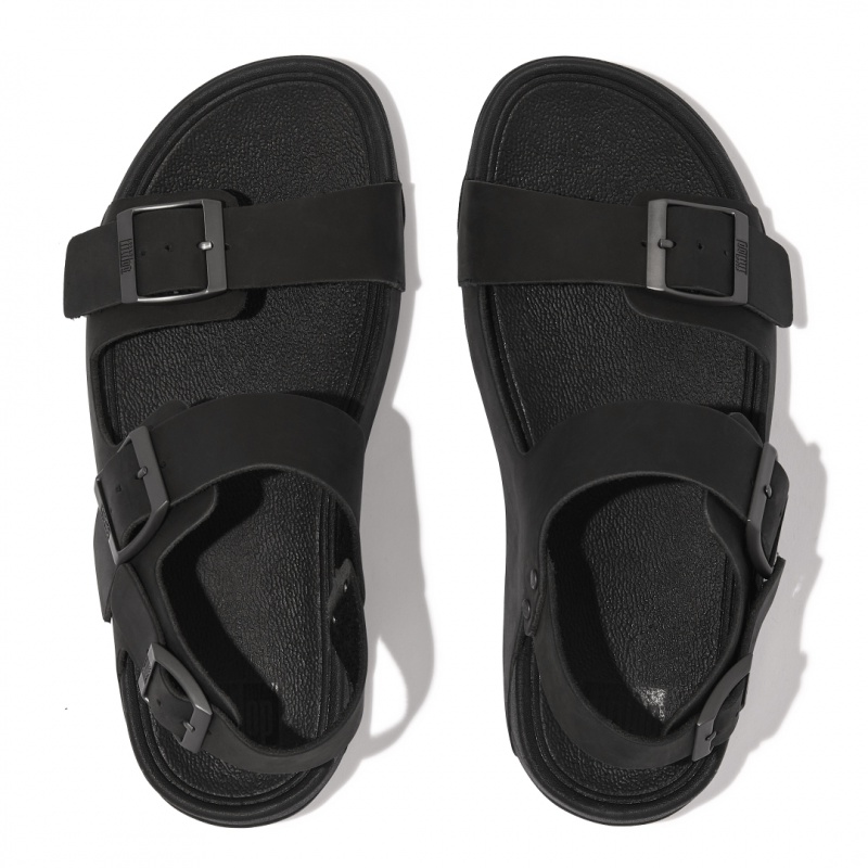 Men's Fitflop Gogh Moc Back Strap Sandals Black | CA-7851493-EK