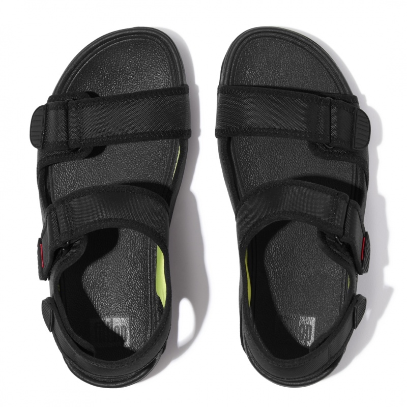 Men's Fitflop Gogh Moc Fabric Back Strap Sandals Black | CA-7509823-FN