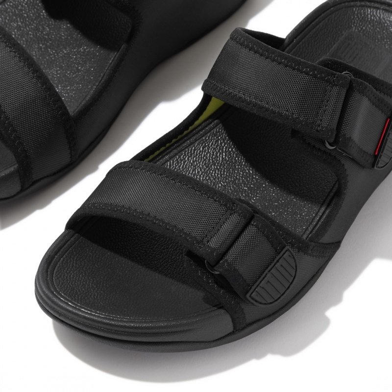 Men's Fitflop Gogh Moc Fabric Slides Black | CA-3045768-GE