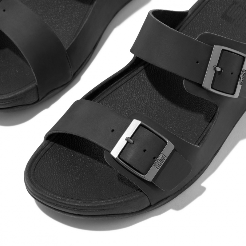 Men's Fitflop Gogh Moc Nubuck Slides Black | CA-5268943-MZ