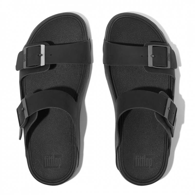 Men's Fitflop Gogh Moc Nubuck Slides Black | CA-5268943-MZ