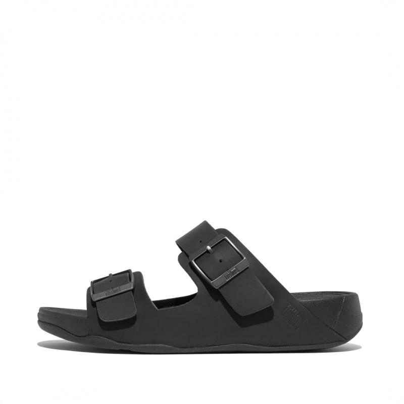 Men\'s Fitflop Gogh Moc Nubuck Slides Black | CA-5268943-MZ