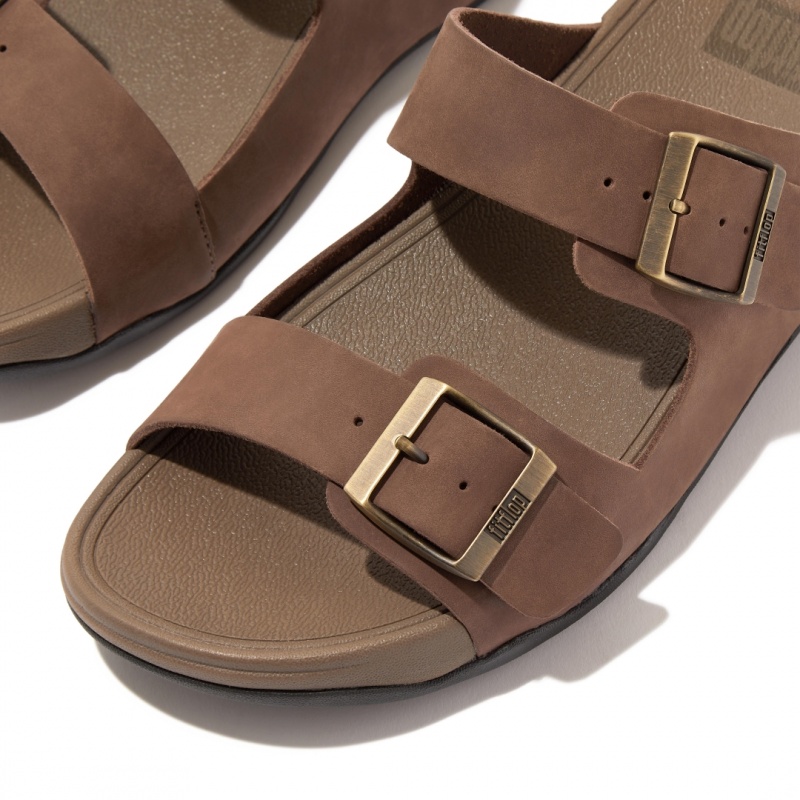 Men's Fitflop Gogh Moc Nubuck Slides Brown | CA-4523869-FV