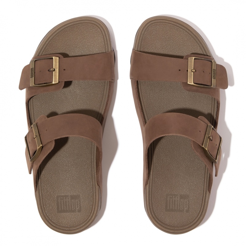 Men's Fitflop Gogh Moc Nubuck Slides Brown | CA-4523869-FV