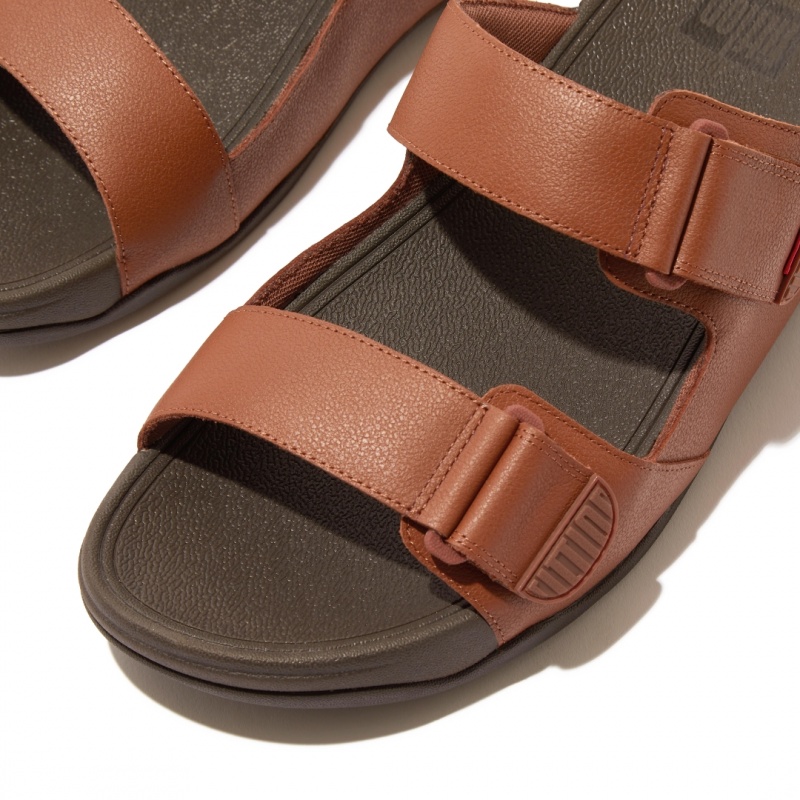 Men's Fitflop Gogh Moc Slides Dark Brown | CA-8615937-LW