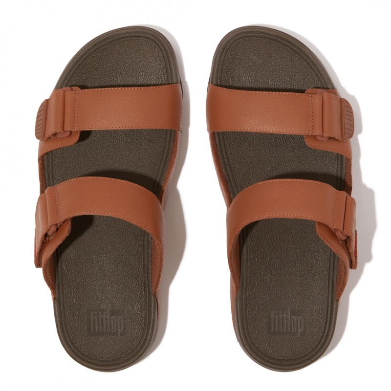 Men's Fitflop Gogh Moc Slides Dark Brown | CA-8615937-LW