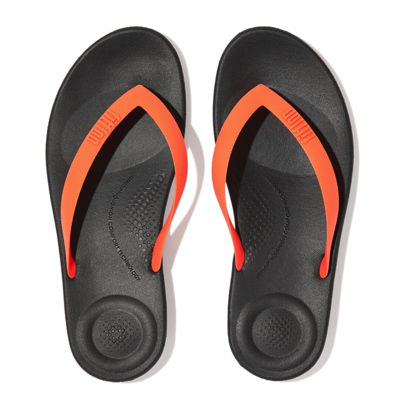 Men's Fitflop Iqushion Rubber Flip Flops Orange | CA-4587193-QH