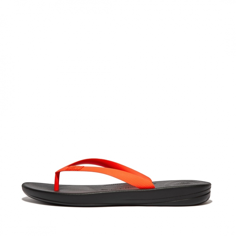 Men\'s Fitflop Iqushion Rubber Flip Flops Orange | CA-4587193-QH