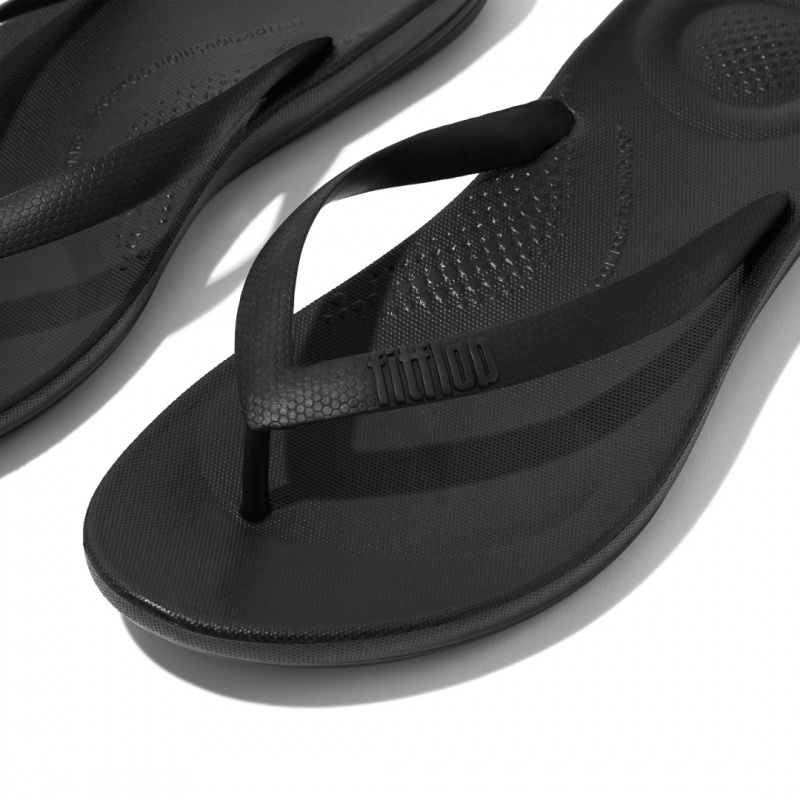 Men's Fitflop Iqushion Rubber Flip Flops Black | CA-5689471-UO