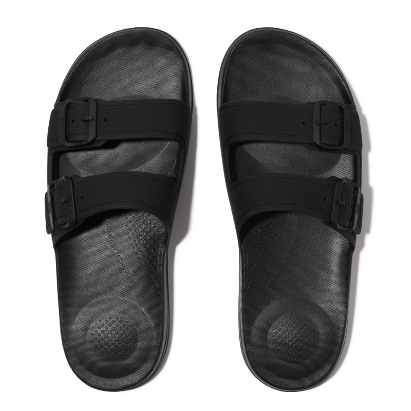 Men's Fitflop Iqushion Rubber Flip Flops Black | CA-1647592-UB