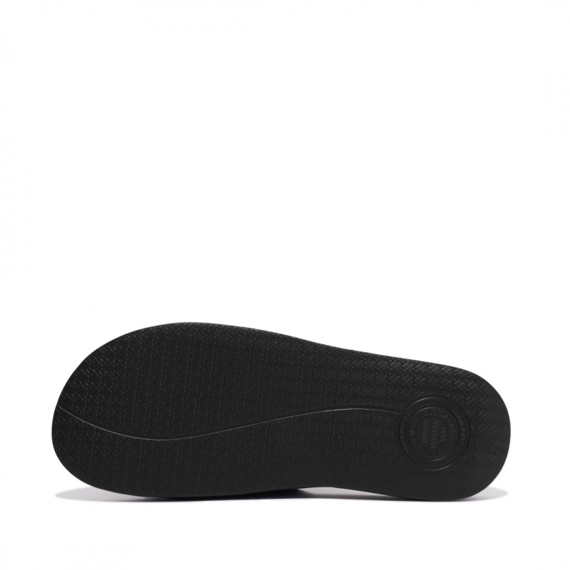 Men's Fitflop Iqushion Rubber Flip Flops Black | CA-1647592-UB