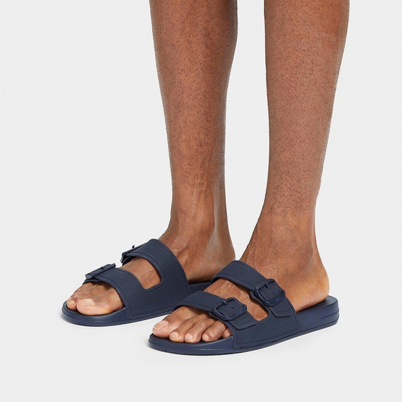 Men's Fitflop Iqushion Rubber Sandals Navy | CA-3864092-HT