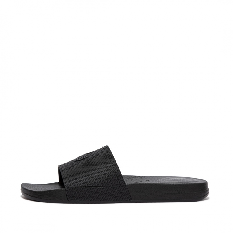 Men\'s Fitflop Iqushion Rubber Slides Black | CA-0834516-ID