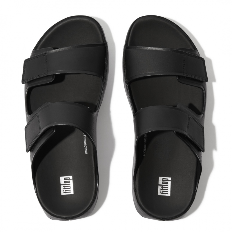 Men's Fitflop Samel Adjustable Slides Black | CA-5268079-PW