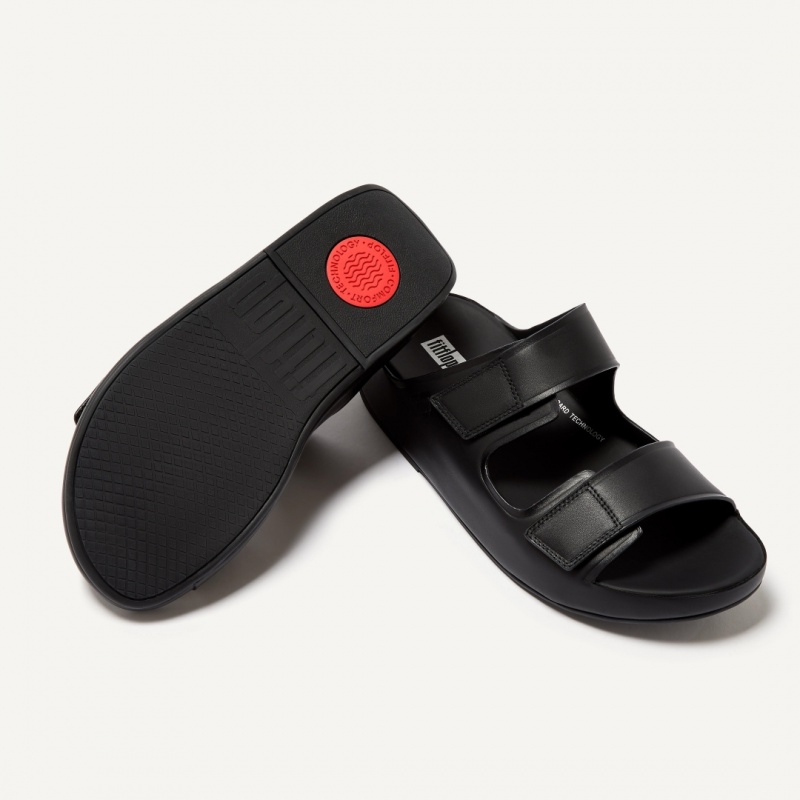 Men's Fitflop Samel Adjustable Slides Black | CA-5268079-PW