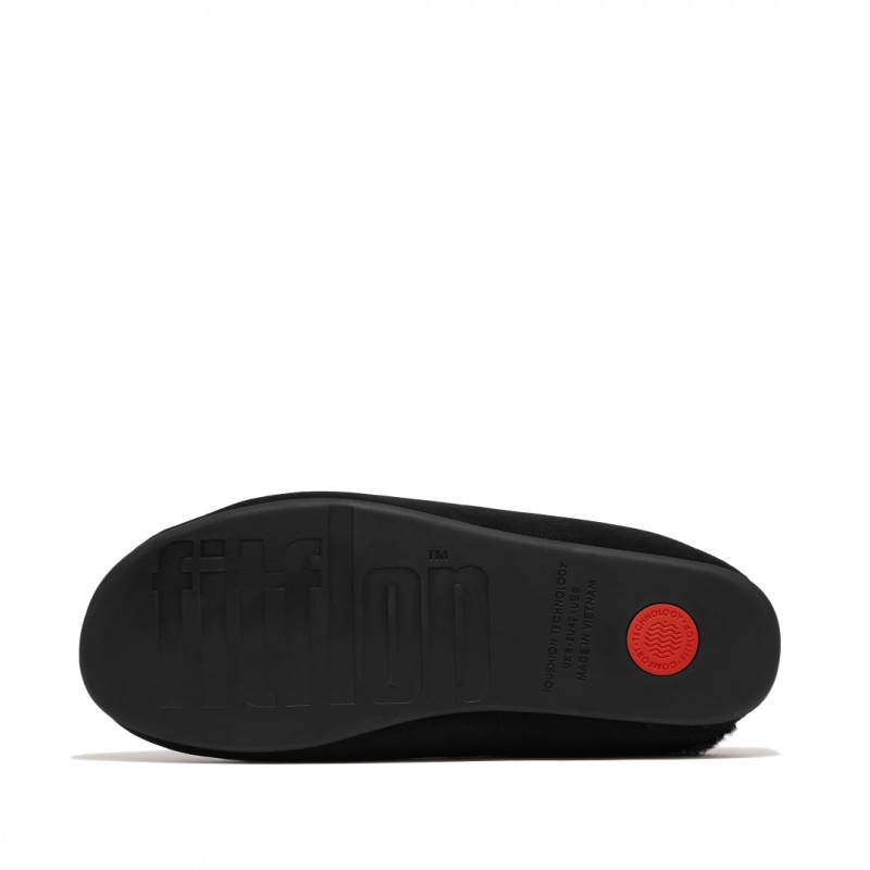 Men's Fitflop Shove Slippers Black | CA-2309614-VX