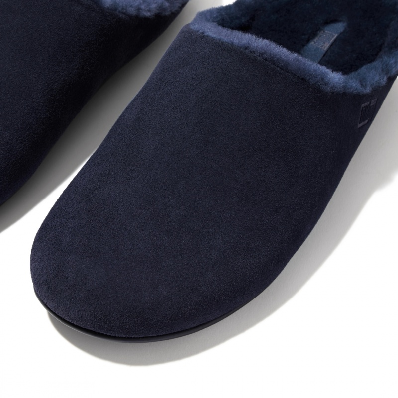 Men's Fitflop Shove Slippers Blue | CA-7526913-HV