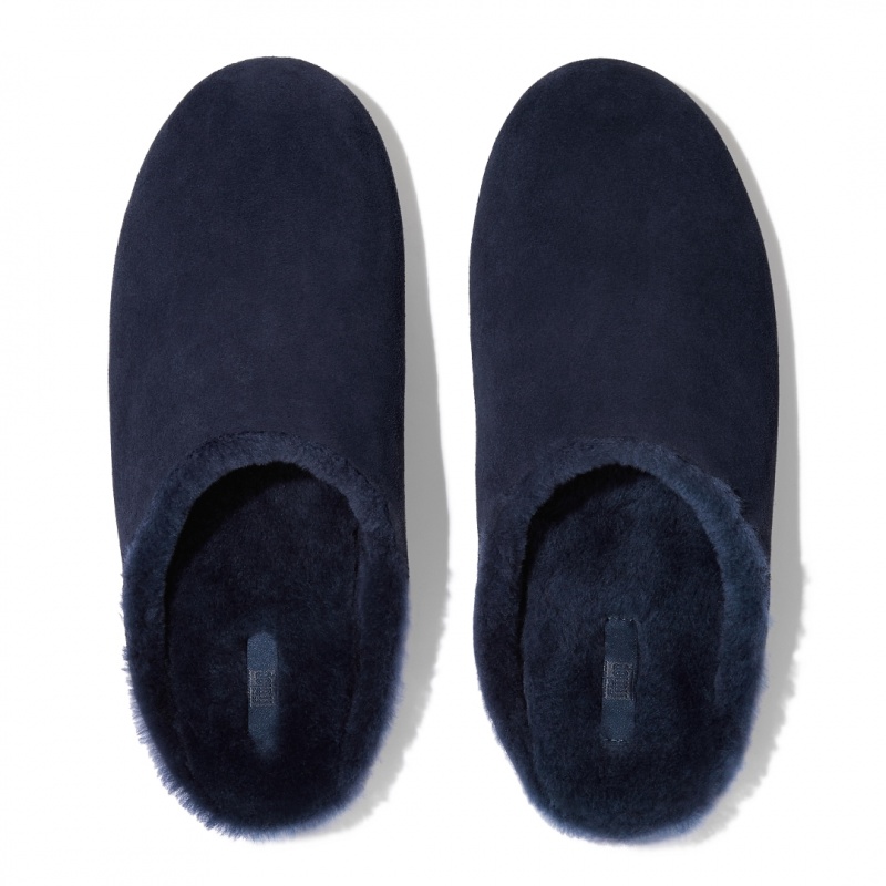 Men's Fitflop Shove Slippers Blue | CA-7526913-HV