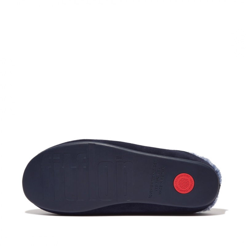 Men's Fitflop Shove Slippers Blue | CA-7526913-HV