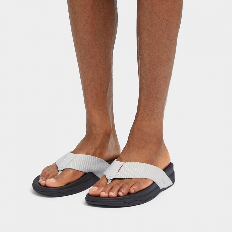 Men's Fitflop Surfer Polyester Toe-Post Sandals Grey | CA-9827356-UG