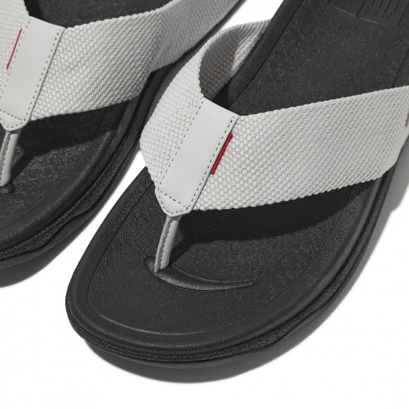 Men's Fitflop Surfer Polyester Toe-Post Sandals Grey | CA-9827356-UG