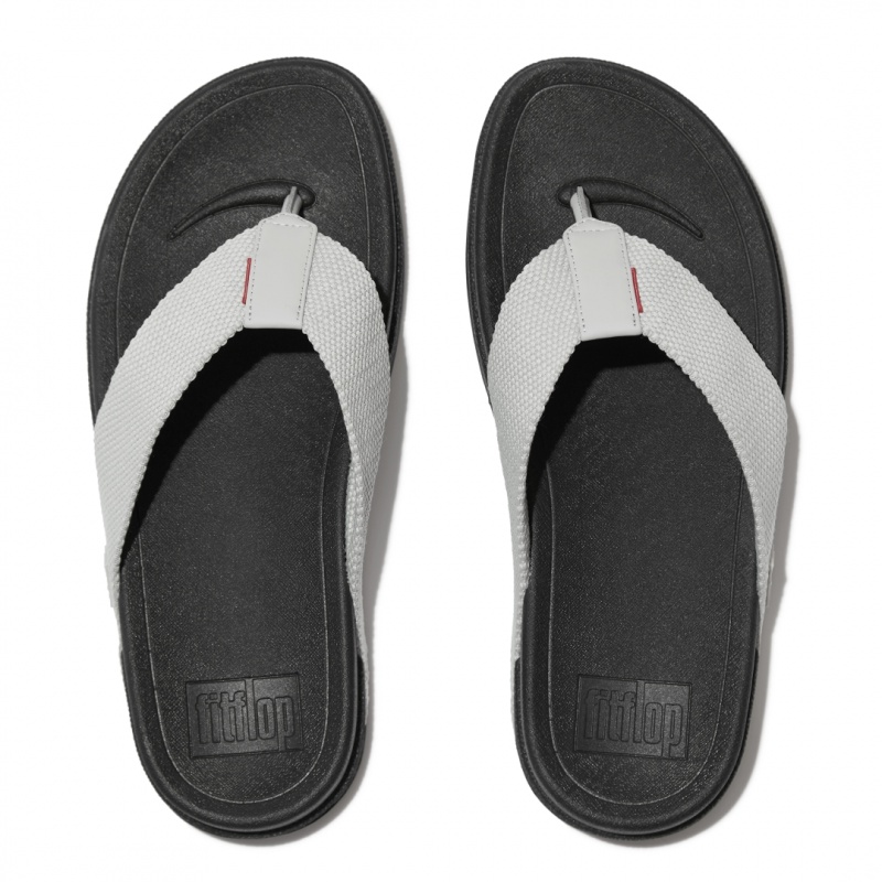 Men's Fitflop Surfer Polyester Toe-Post Sandals Grey | CA-9827356-UG