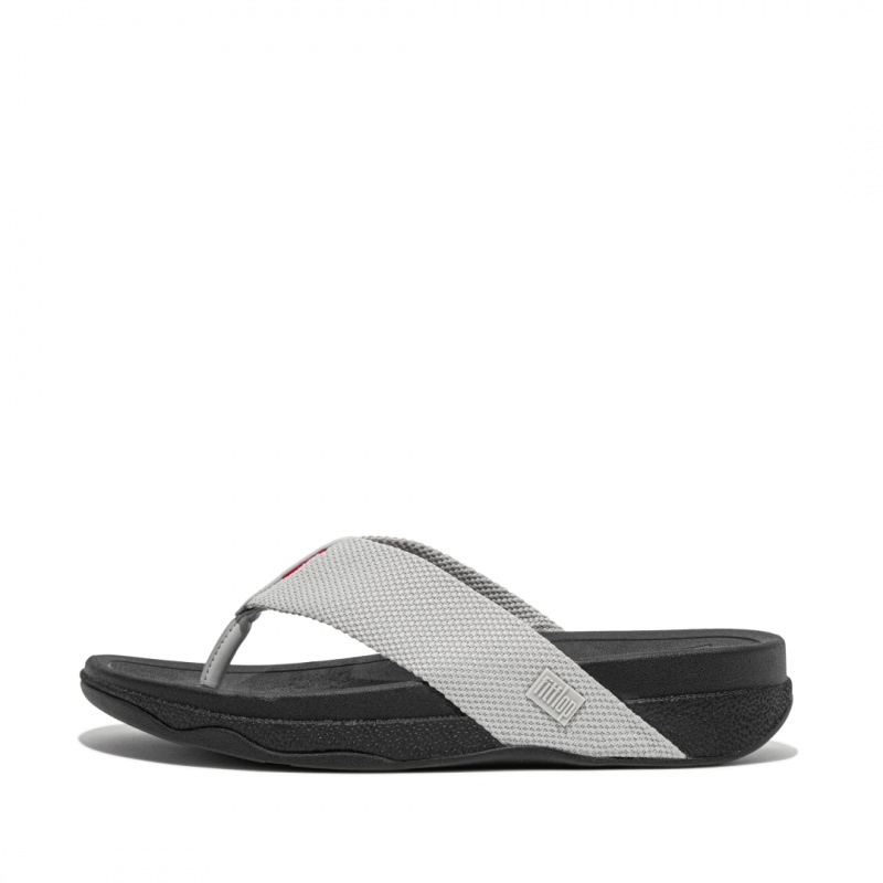 Men\'s Fitflop Surfer Polyester Toe-Post Sandals Grey | CA-9827356-UG