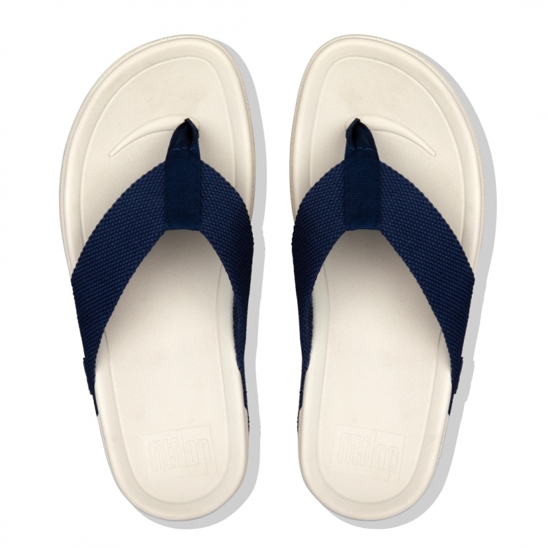 Men's Fitflop Surfer Polyester Toe-Post Sandals Blue | CA-6074389-WQ