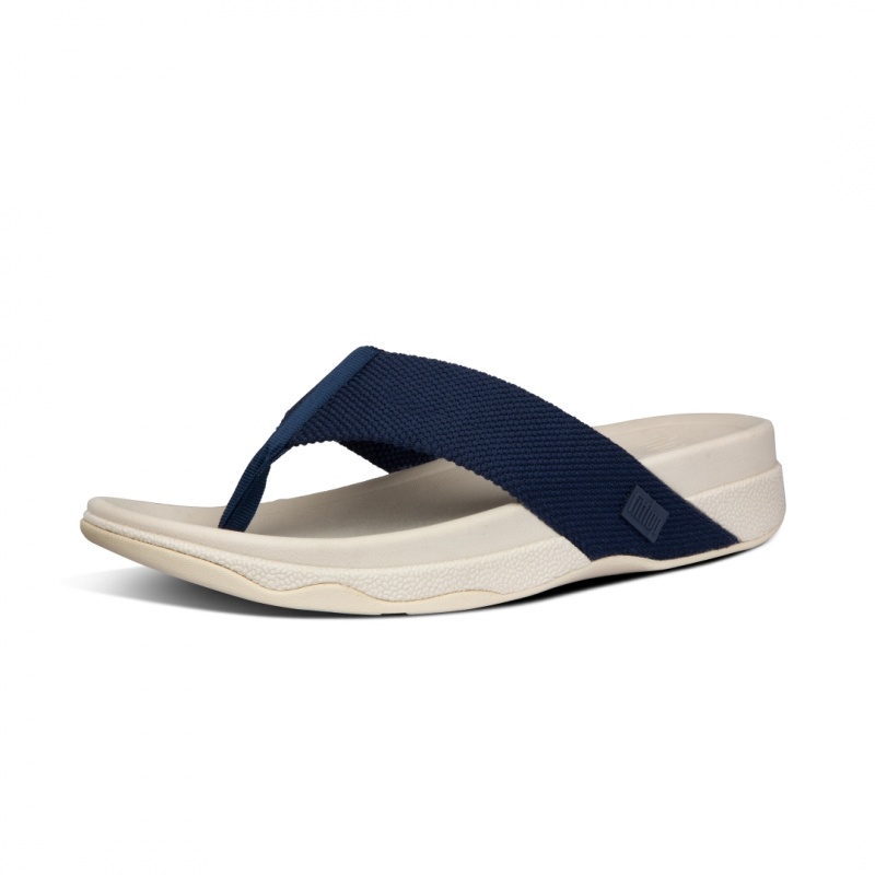 Men's Fitflop Surfer Polyester Toe-Post Sandals Blue | CA-6074389-WQ