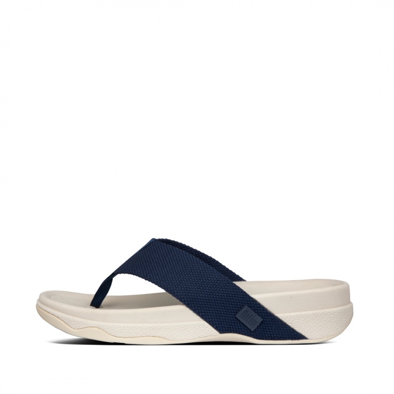 Men\'s Fitflop Surfer Polyester Toe-Post Sandals Blue | CA-6074389-WQ