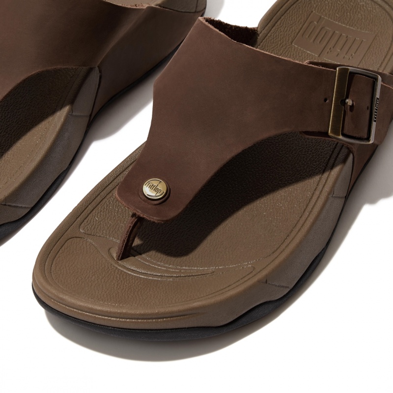 Men's Fitflop Trakk Ii Nubuck Toe Thongs Brown | CA-1250978-BP