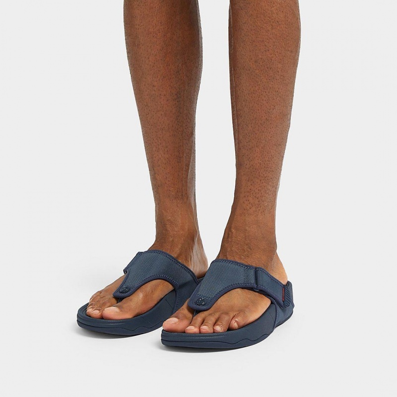 Men's Fitflop Trakk Ii Polyester Faux Toe Thongs Blue | CA-0367945-MK