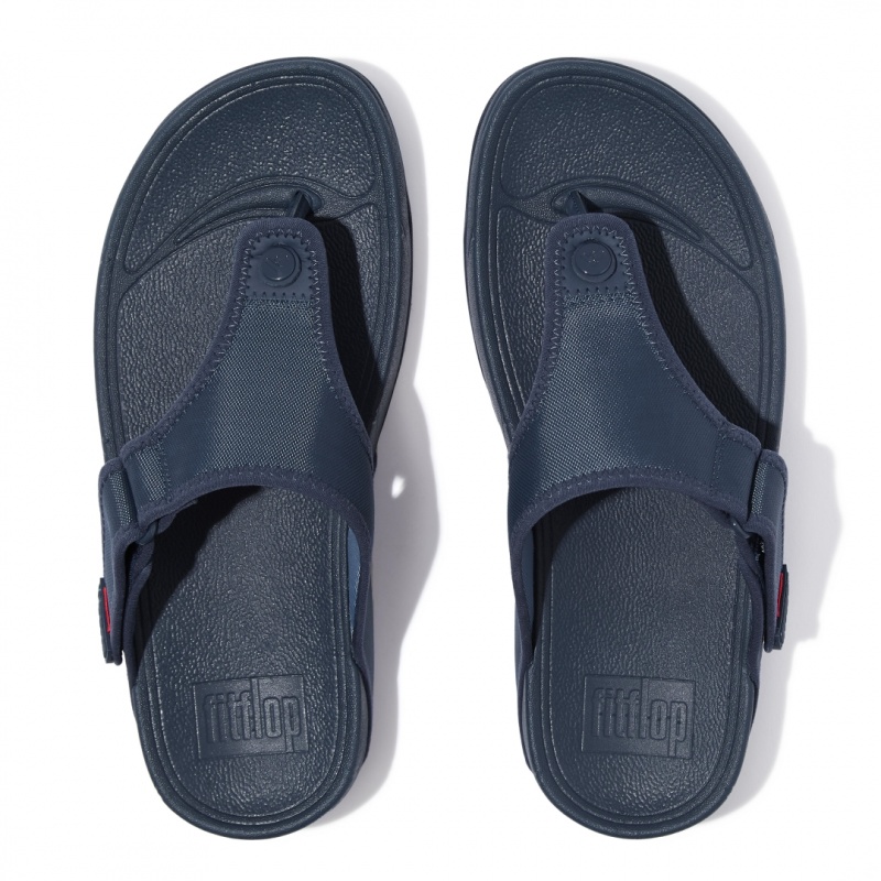 Men's Fitflop Trakk Ii Polyester Faux Toe Thongs Blue | CA-0367945-MK