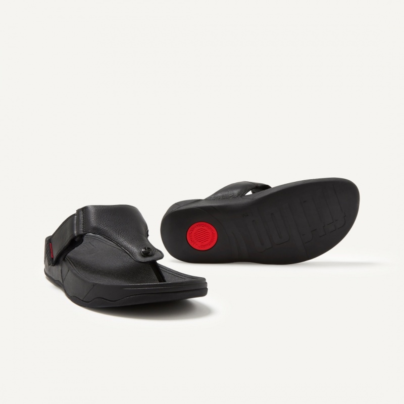 Men's Fitflop Trakk Ii Toe Thongs Black | CA-7158369-HU