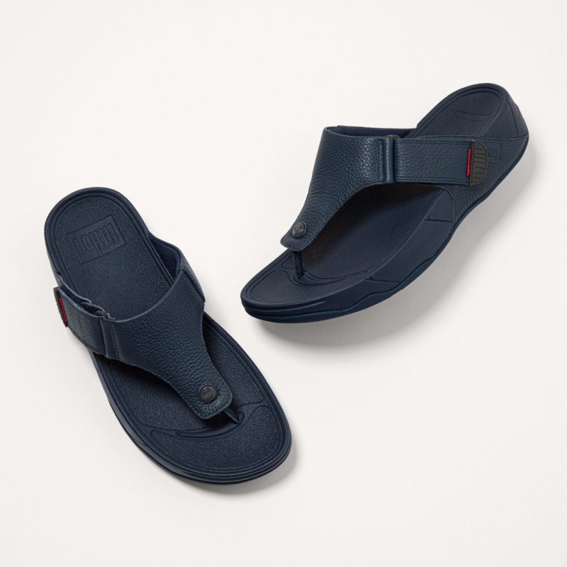 Men's Fitflop Trakk Ii Toe Thongs Navy | CA-4758216-LA