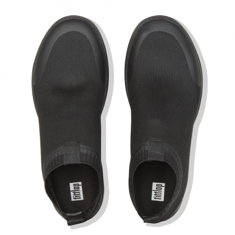 Men's Fitflop Uberknit Nylon Mix Knit Tpu Rubber Sneakers Black | CA-8704215-AJ