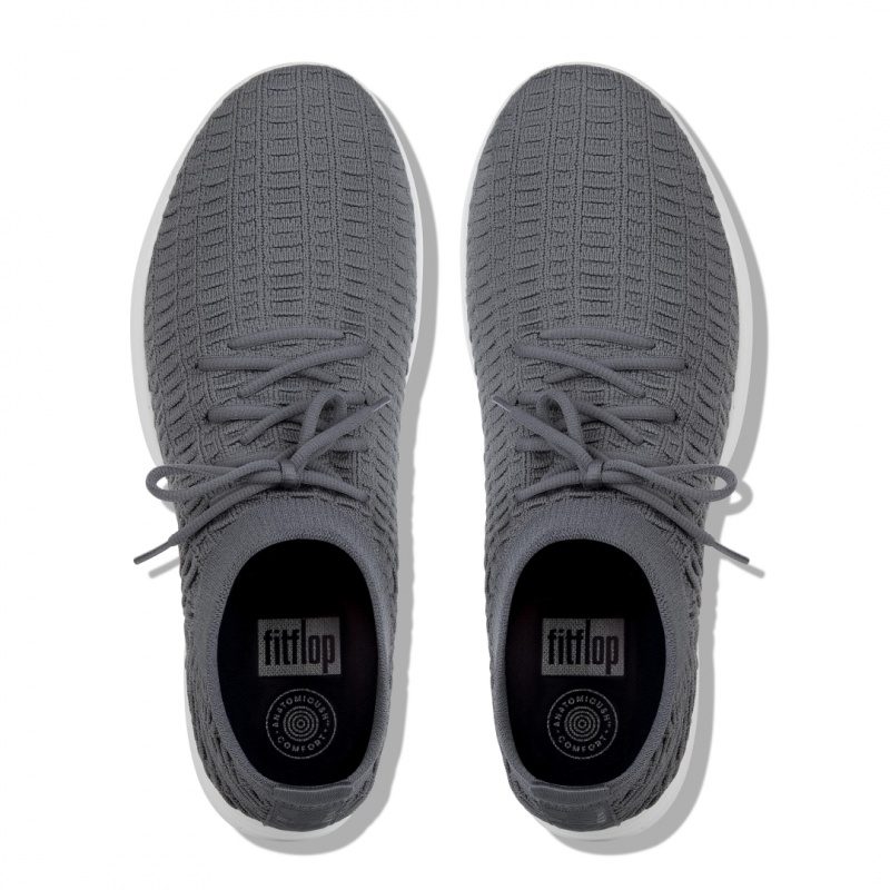 Men's Fitflop Uberknit Textile Sneakers Dark Grey | CA-8264039-TE