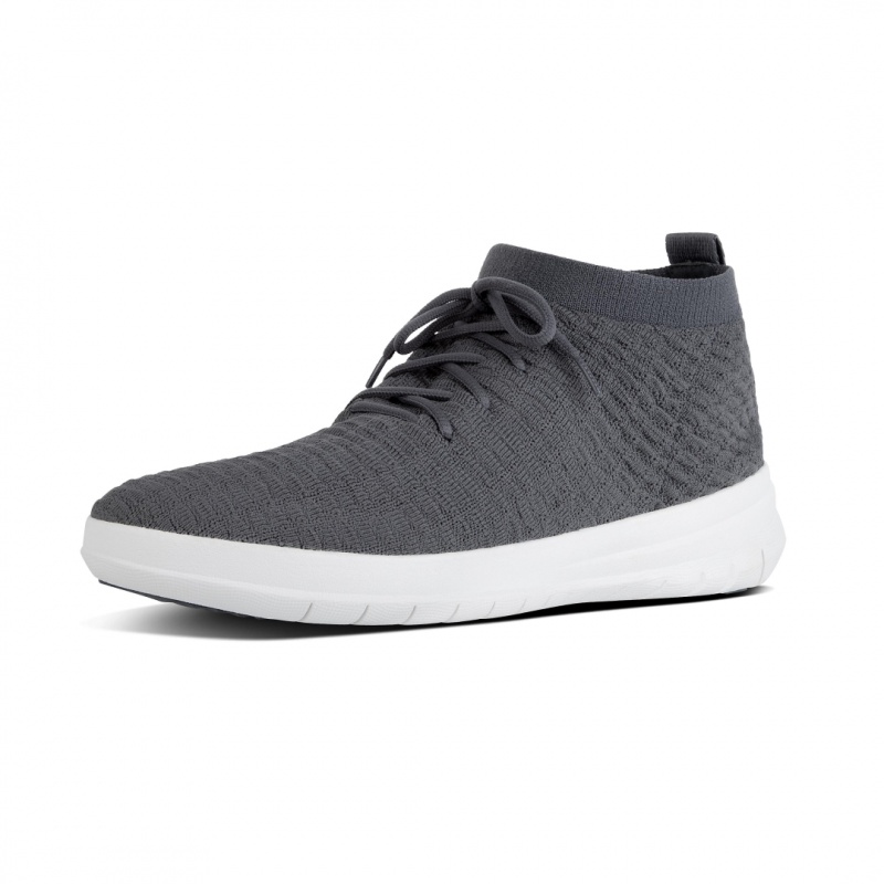 Men's Fitflop Uberknit Textile Sneakers Dark Grey | CA-8264039-TE