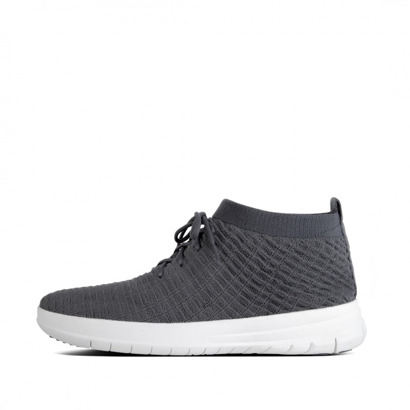 Men\'s Fitflop Uberknit Textile Sneakers Dark Grey | CA-8264039-TE