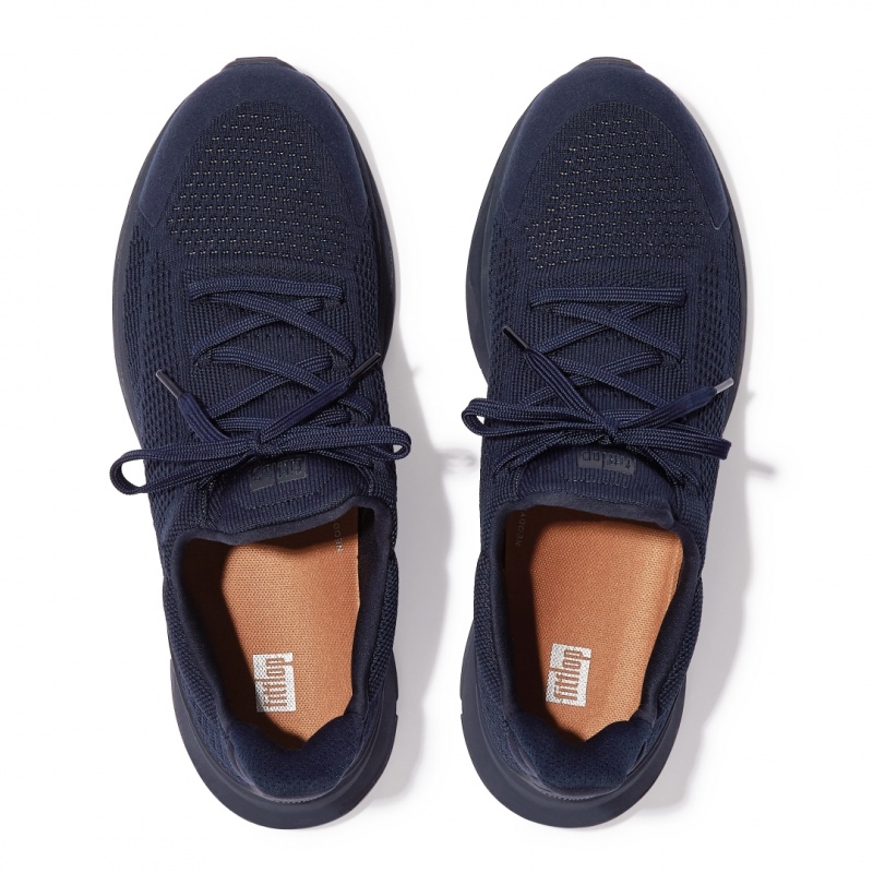 Men's Fitflop Vitamin Ffx Knit Sports Sneakers Navy | CA-3426190-PE