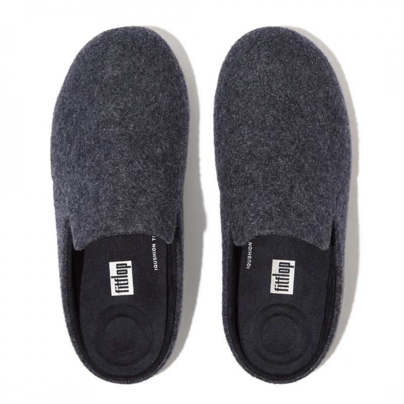 Women's Fitflop Chrissie Felt Polyester Slippers Navy | CA-4128307-KY