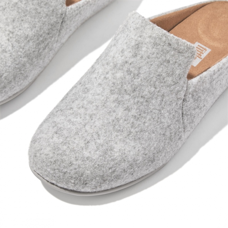 Women's Fitflop Chrissie Felt Polyester Slippers White | CA-8913650-KF