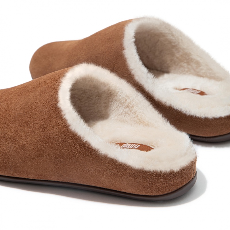 Women's Fitflop Chrissie Shearling Slippers Brown | CA-3524160-HI