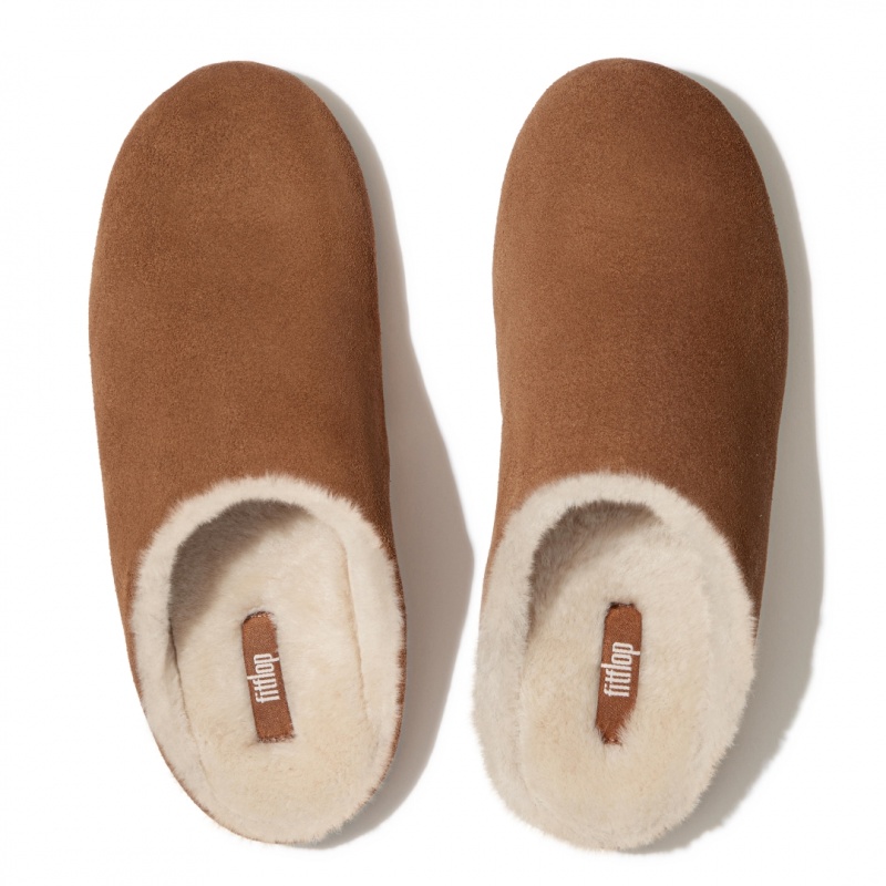 Women's Fitflop Chrissie Shearling Slippers Brown | CA-3524160-HI