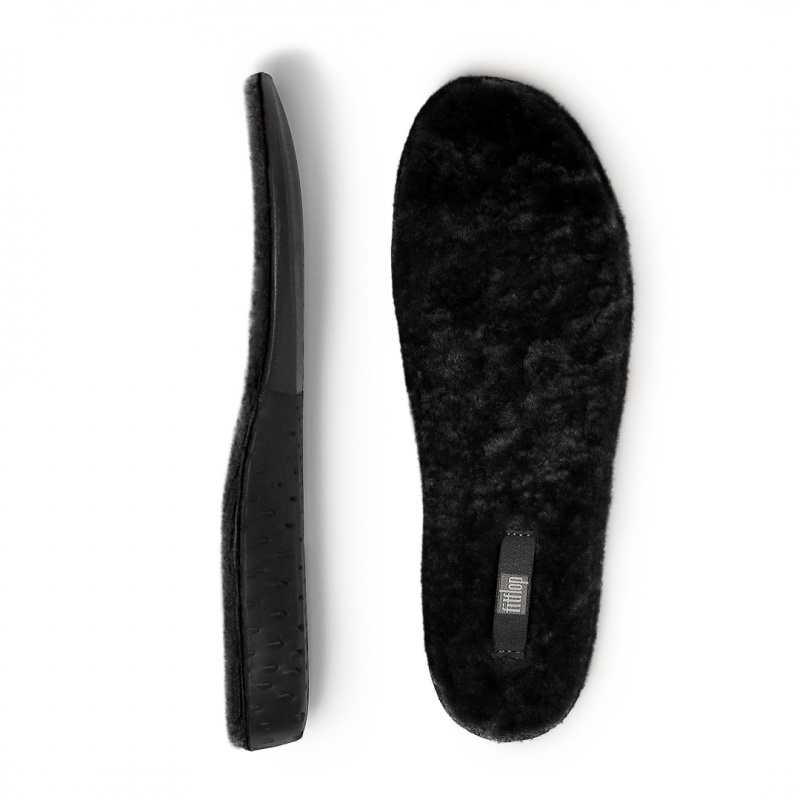 Women's Fitflop Chrissie Shearling Slippers Insoles Black | CA-6841923-MP