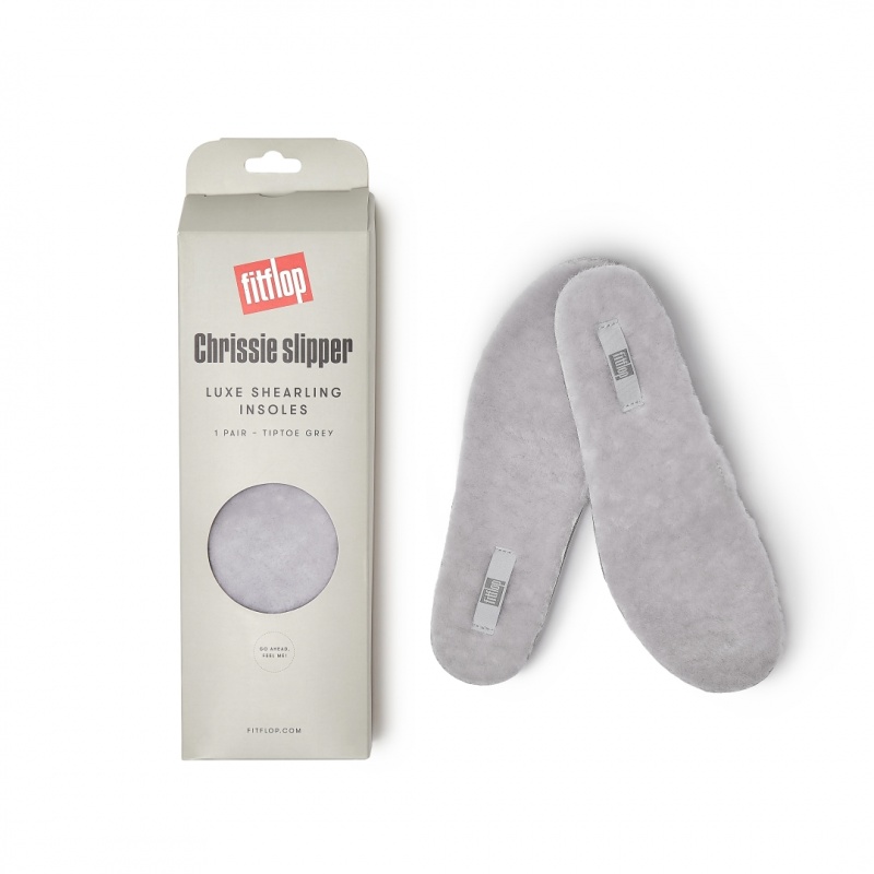 Women's Fitflop Chrissie Shearling Slippers Insoles Grey | CA-5371942-IQ