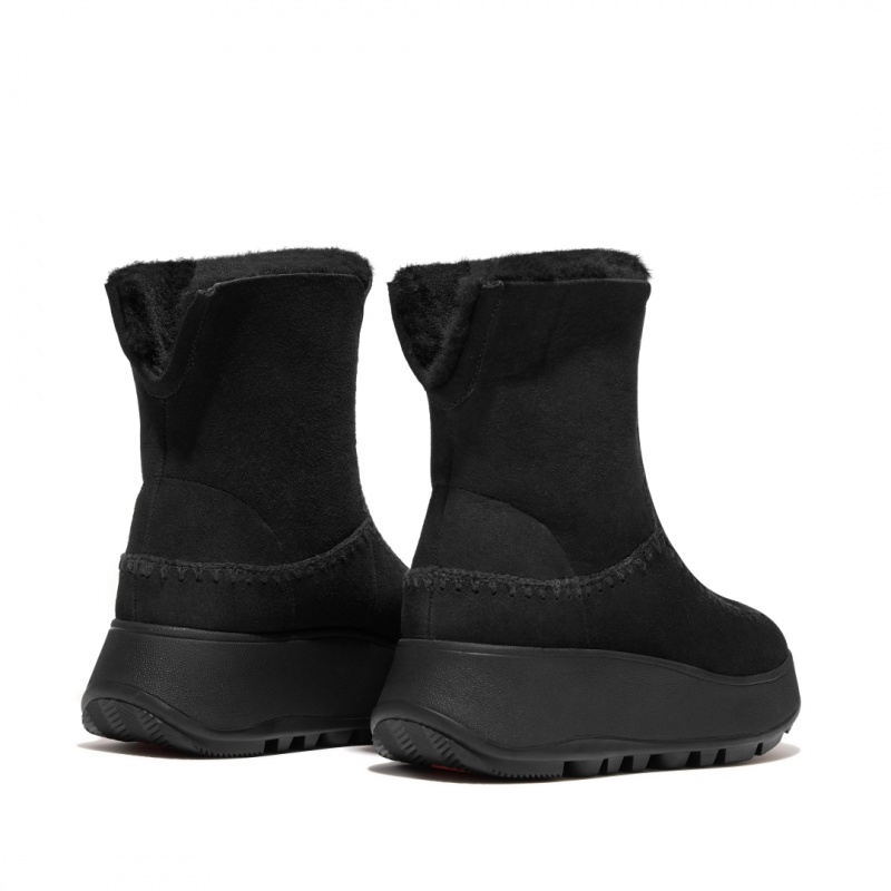 Women's Fitflop F-Mode Double Faced Shearling Boots Black | CA-2459768-AO