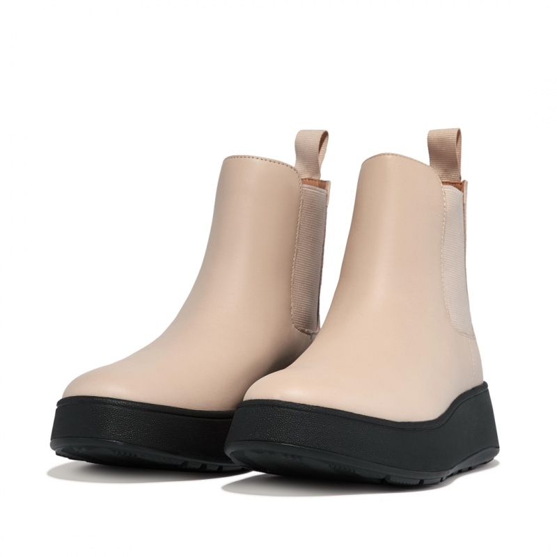 Women's Fitflop F-Mode Flatform Chelsea Boots Beige | CA-7103294-EF