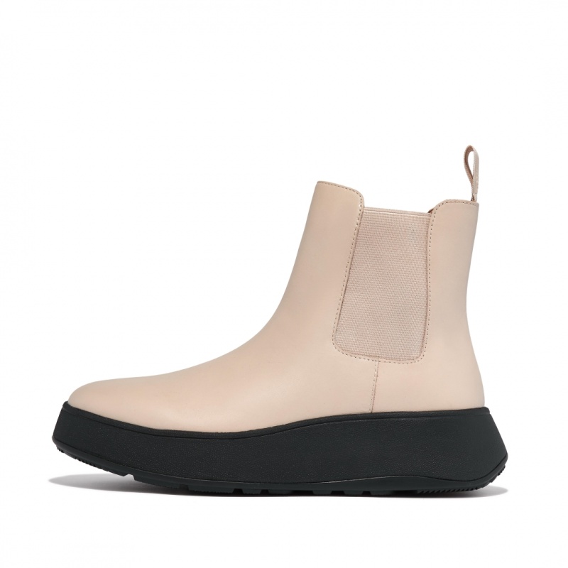 Women\'s Fitflop F-Mode Flatform Chelsea Boots Beige | CA-7103294-EF